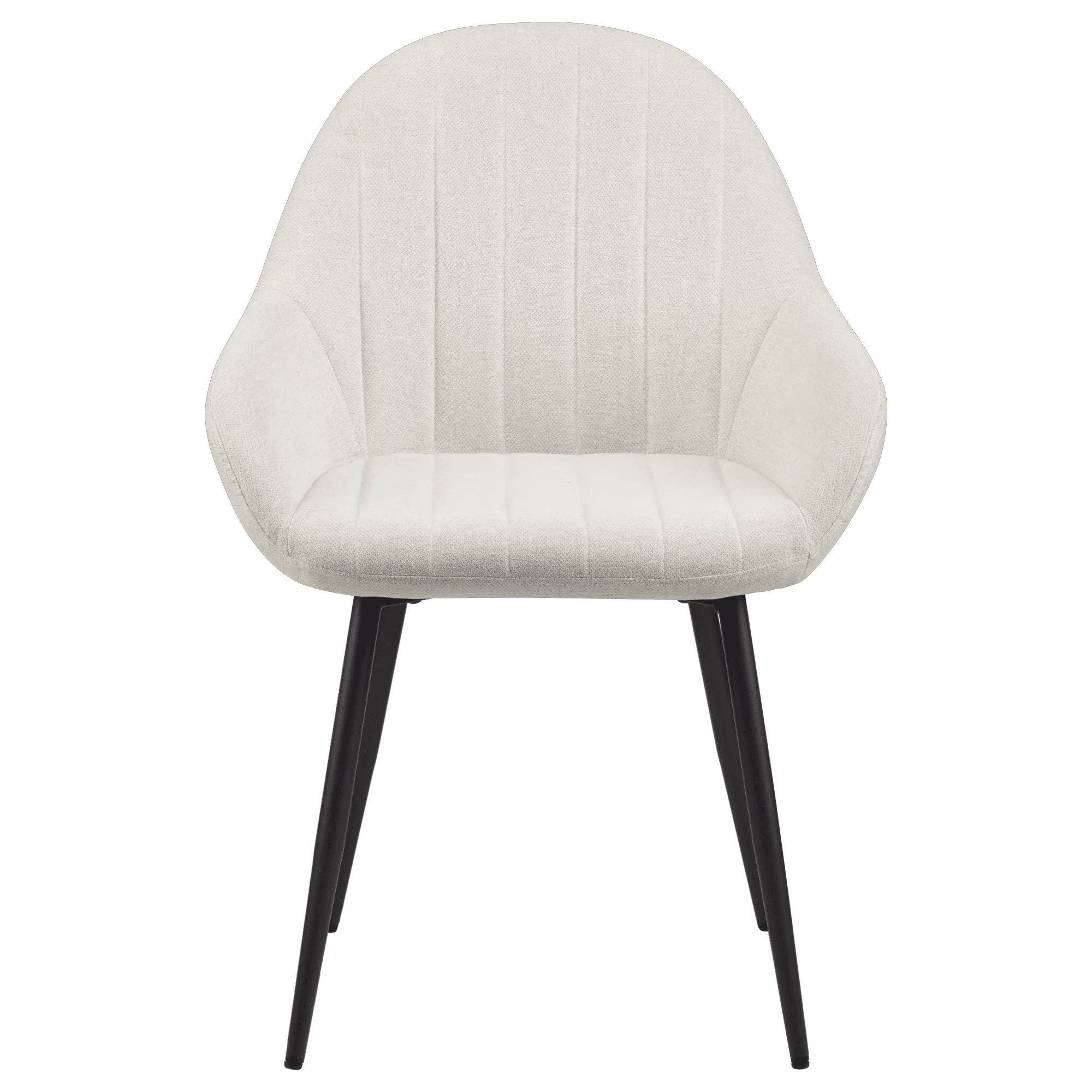 Chaise de salle à manger avec accoudoirs en tissu crème et pattes en métal Bouclair