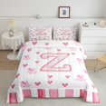 thumbnail image 1 of Erosebridal Princess Bow Bedding Full Comforter Set, Initial Z Letter Down Comforter, Pink Heart Decor, Reversible 3 Pieces, 1 of 8