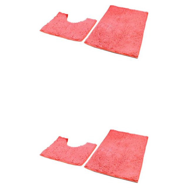kurtrusly 1/2/3 Polyester Chenille Rug Carpet With Soft Texture Good Stepping Feeling And Strong Grip Prompt Pink Orange 50*80+50*50 2PCS
