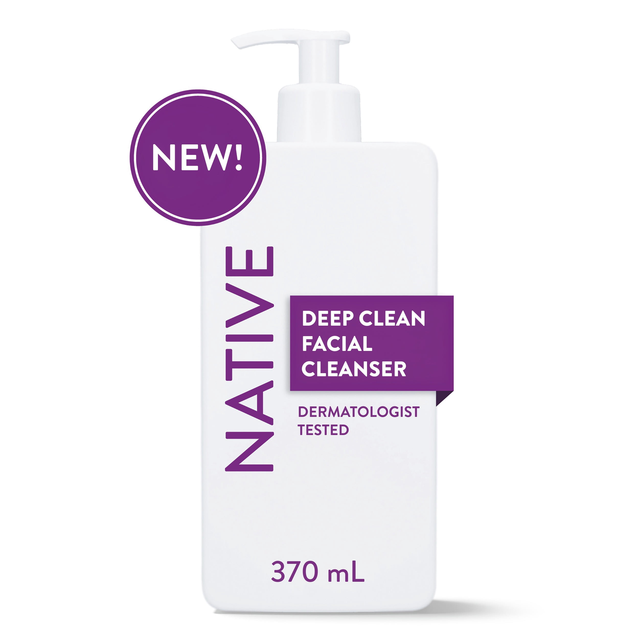 Nettoyant en profondeur pour le visage Native, pour peau grasse à mixte, sans sulfate, avec acide salicylique et eucalyptus, testé dermatologiquement, 370 mL
