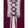 thumbnail image 3 of Xnihocha Robe Médiévale Renaissance Rétro pour Filles Halloween Manches Longues Évasées Lacée Maxi Longue Bourgogne 16, 3 of 7