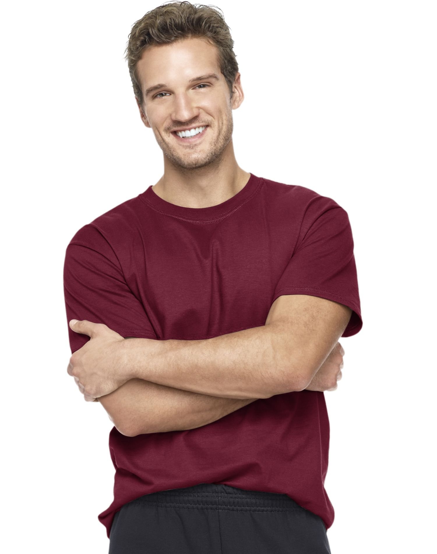 Hanes T-Shirt Adulte Sans Étiquette à Manches Courtes