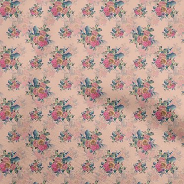 oneOone Viscose Jersey Peach Fabric Florals Sewing Craft Projects Fabric Prints By Yard 60 Inch Wide