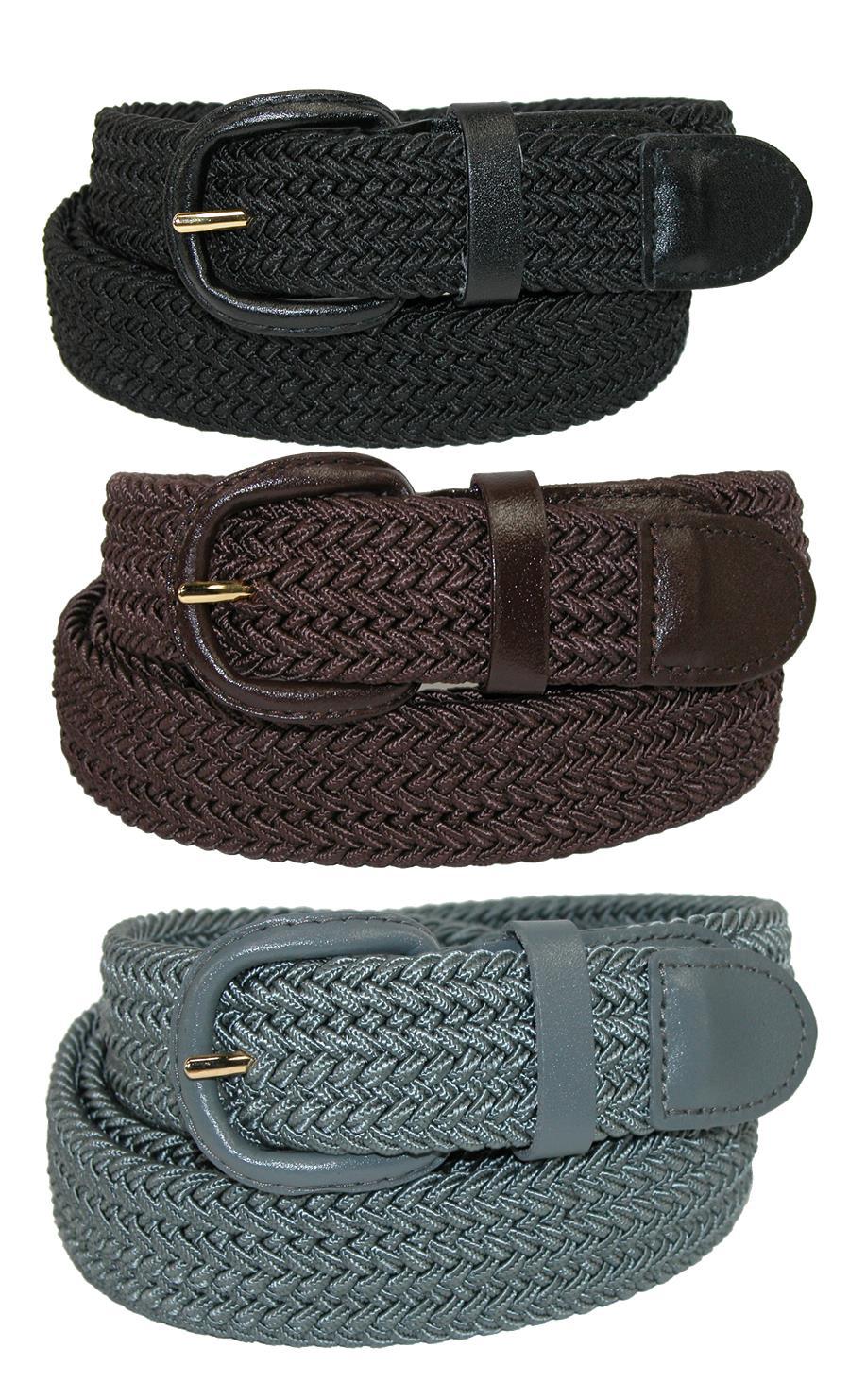 CTM® Ceinture Tressée Élastique Extensible (Lot de 3 Couleurs) (pour Hommes)