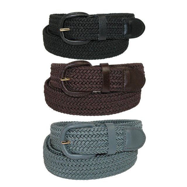 CTM® Ceinture Tressée Élastique Extensible (Lot de 3 Couleurs) (pour Hommes)