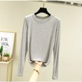thumbnail image 1 of LNGOOR T-Shirt de Base Uni en Modal à Col Rond à Manches Longues pour Femmes, Automne, T-Shirt de Base, Hauts, T-Shirt Passe-Partout, Grande Taille, sous-Vêtement, 1 of 7