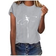 thumbnail image 1 of 2025 Femmes Décontracté Imprimé Chemise Foncée pour Femmes Chemise Col Rond Manches Courtes Hauts de Travail pour Femmes T-Shirt Hauts, 1 of 3