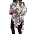 thumbnail image 1 of Birdeem Chemise Ajustée Ample pour Femme, Courte, devant, Dos Long, à Lacets, Manches Longues, Col en V, Haut/chemise, 1 of 5