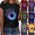 thumbnail image 1 of XZNGL Chemises pour Femmes Chemise à Manches Longues Femme Décontractée Impression de Lettres Manches Courtes Col Rond T-Shirt Ample Blouse Hauts, 1 of 7