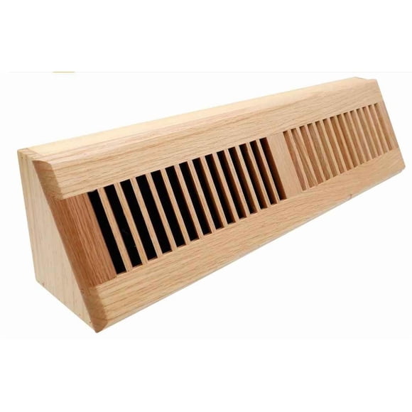 18"" Wooden Floor Baseboard Register - Decorative Red Oak Wood Pre Finished Air Supply Vent - HVAC Vent Duct Cover