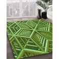 thumbnail image 3 of Ahgly Tapis Rond Lavable en Machine Intérieur Transitionnel Vert, 3 Pieds Rond, 3 of 7