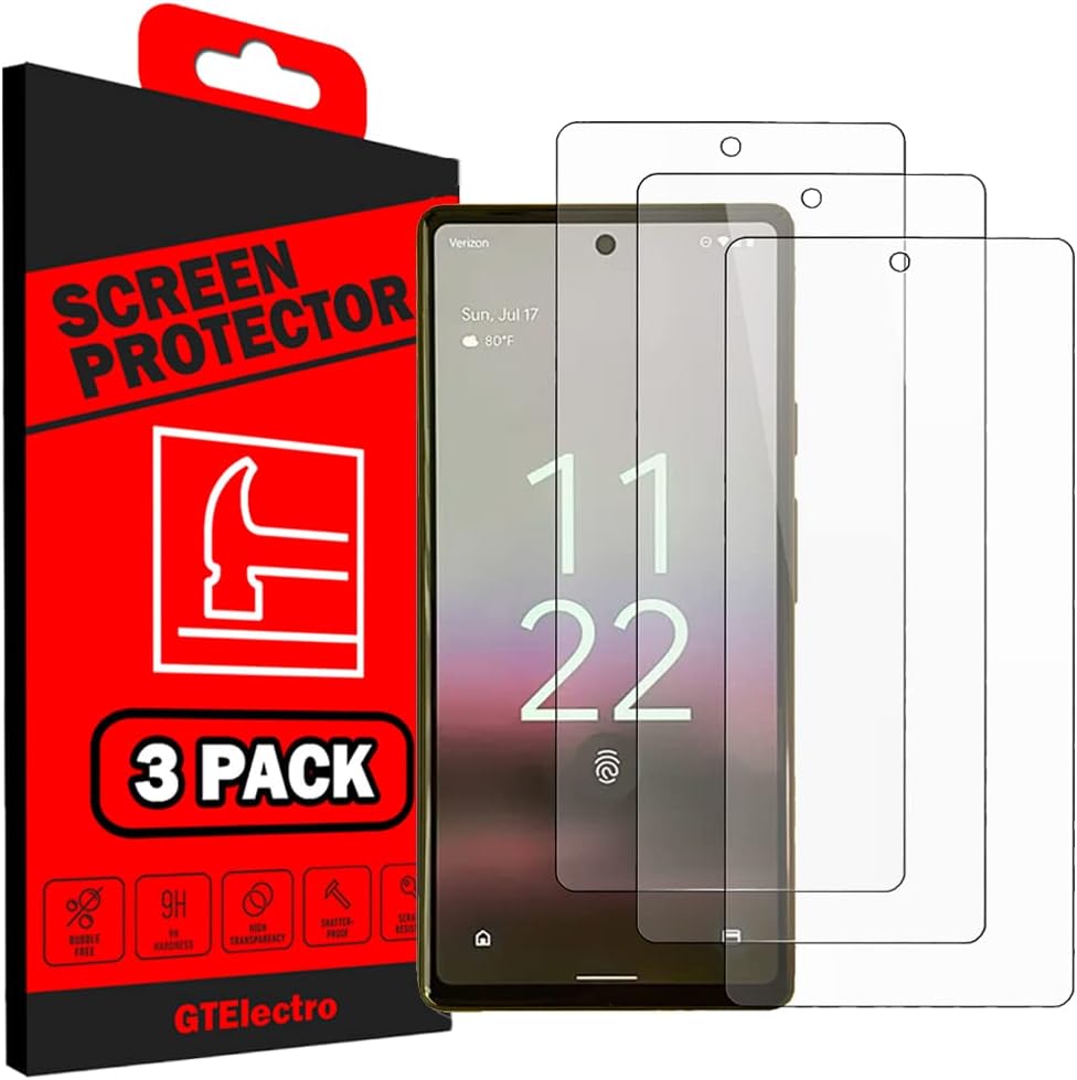 [Lot de 3] Protecteur d'Écran en Verre Trempé Transparent Compatible avec Étui pour Google Pixel 6a
