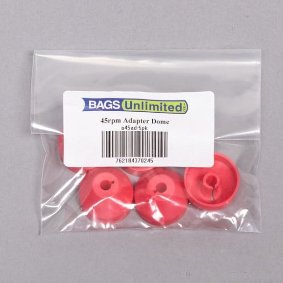 Bags Unlimited A45AD5Pk - 7 Inch 45 RPM Record Adaptor Dome - 5 Pack (Red)