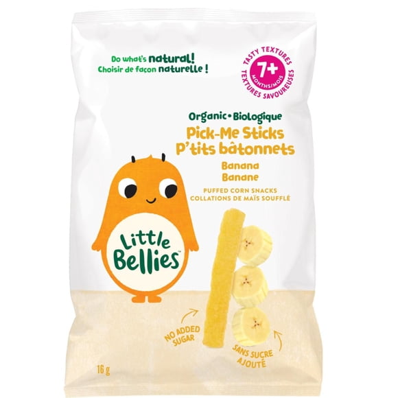 Little Bellies Biologique P'tits Batonnets Banane Collations De Mais Souffle 7+ Mois, 16gr