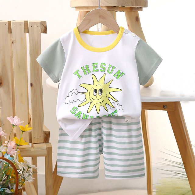 Offres pour Bébés! Pyjamas pour Bébés Garçons Filles en Liquidation, Tenues d'Été pour Filles, Ensembles de Shorts pour Tout-Petites Filles en Liquidation, Hauts Décontractés à Manches Courtes pour Garçons à la Mode Col Rond Bouton Ensembles de Shorts Imprimés