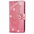thumbnail image 3 of Wallet Case for iPhone 6 plus/ 6S Plus, PU Leather Flip Protective Phone Case Wrist Strap Card Slots Holder Pocket Emboss Butterfly Flower Stand Case for iPhone Pink, 3 of 9