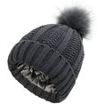 thumbnail image 1 of LinYooLi Women Chunky Beanie Hat Winter Thick Warm Fuzzy Knit Pom Skull Cap, 1 of 6