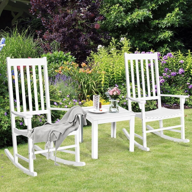 Giantex Set of 2 Wooden Rocking Chair, Slatted High Back Wood