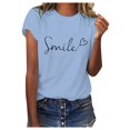 thumbnail image 1 of JIRNDf T-Shirts pour Femmes Hauts Tendance Été Printemps Mode Décontractée Imprimé Floral Manches Courtes T-Shirts Graphiques Mignons pour Femmes Chemises Bleu Clair P, 1 of 3