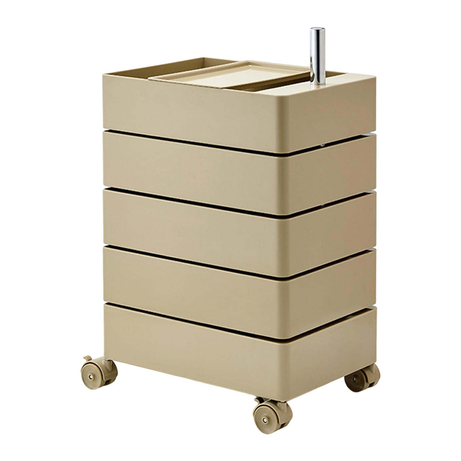 DOLITY Armoire de Rangement Roulante Chariot de Rangement Rotatif à 5 Niveaux pour Cuisine Dortoir Bureau Kaki