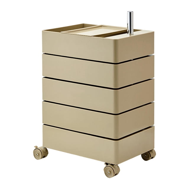 DOLITY Rolling Storage Cabinet 5 Tier Rotating Storage Cart for Kitchen Dorm Office Khaki