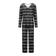 thumbnail image 4 of Timegard Pajamas Sets for Women 2 Piece Stripted Long Sleeve V Neck Ruched Top and Pants Fall Pjs Outfits, 4 of 5