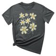 thumbnail image 5 of KIHOUT Nouveau Haut de Mode d'Été pour Femmes 2025, T-Shirt à Manches Courtes à Col Rond Décontracté à Imprimé Floral Gris Foncé S, 5 of 5