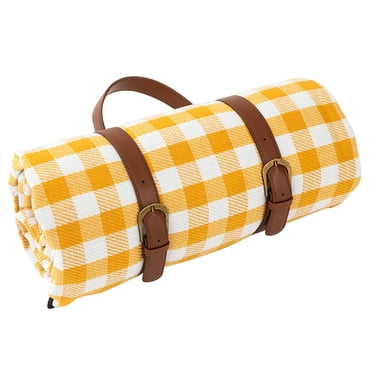 TopLLC Outdoor Picnic Blanket, 59"x79" Buffalo Grid 3-Layer Oxford Cloth Camping Mat with Carry Strap, Waterproof Foldable Lightweight Sand Free Beach Blanket for Spring Summer Camping Hiking Travel