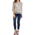 thumbnail image 2 of INSPIRE CHIC Women's Tops 3/4 Sleeves Ruffle Hem Floral Chiffon Shirt Blouses M Grey Purple, 2 of 7