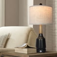 thumbnail image 3 of OUTON Metal Table Lamp Set of 2 Bedside Table Lamps with Wood Design&Linen Fabric Lampshade for Bedroom Living Room, Bulb Included, 3 of 9