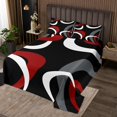 thumbnail image 2 of Erosebridal Black and White Red Bedspread Sets Queen Size, Abstract Line Bed Quilt, Geometry Home Decor 3pcs, 2 of 5