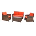 thumbnail image 1 of International Caravan Barcelona 4 Piece Patio Sofa Set in Brown, 1 of 1