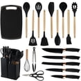 thumbnail image 2 of Toytexx 19-Piece Kitchen Utensil and Knife Set with Silicone Tools, Cutting Board & Scissors-Pink, 2 of 7