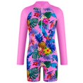 thumbnail image 1 of Kid Girls Swimming Bathing Suit Rash Guard Ruffle Long Sleeve Sun Protection Summer Bathing Suit for Kids 5-6Y, 1 of 4