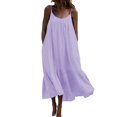 thumbnail image 1 of Innerwin Robe de Nuit Sans Manches pour Femme, Robe de Nuit de Fête, Couleur Unie, Ample, Violet, TTG, 1 of 6