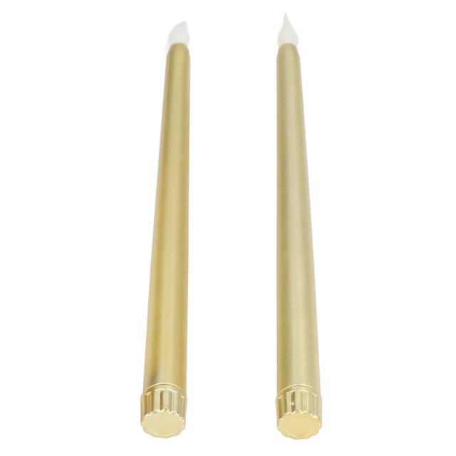 LED Taper Candles, Romantic Wiring Free 2pcs Battery Powered Plastic LED Candle Light For Festival For Pet For Birthday Party White Shell,Half Spray Gold,Half Spray