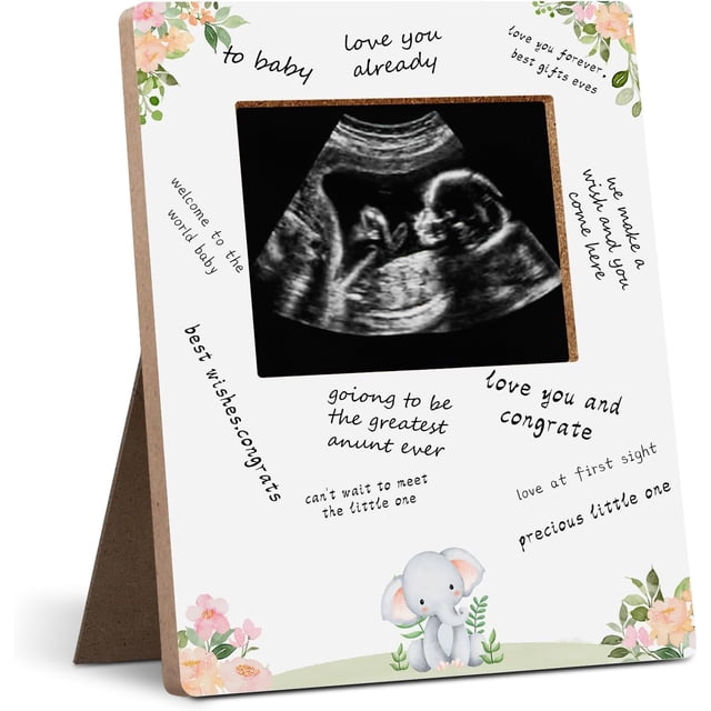 Hatzelou Baby Sonogram Picture Frame, Elephant Design Sonogram Frame, Pregnancy Milestone Keepsake 4.3 * 5.3 IN Photos