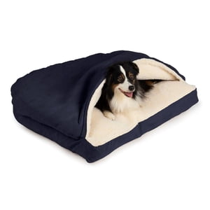Snoozer Cozy Cave Rectangle Dog Bed - Dog Bed with Cover Cave Covered Calming Burrow for Medium & Large Size Pets Washable - Large Navy