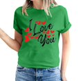 thumbnail image 2 of Pisexur T-shirt de la Saint-Valentin pour Femmes, Imprimé Amour, Manches Courtes, Col Rond, 2 of 5