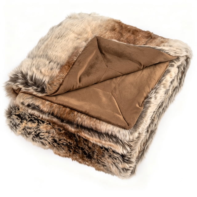 Gymax Fluffy Faux Fur Throw Blanket 760GSM Soft Fuzzy Luxury Faux Raccoon Fur Blanket
