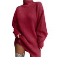 thumbnail image 1 of Kcodviy Chandail à Manches Femmes Hiver Longues Robes de Soirée pour Femmes Chandail Uni Robe à Col Roulé Robe Décontractée d'Automne Longue Ample Chandail, 1 of 7