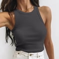 thumbnail image 2 of Yuyuzo Camisole Courte pour Femmes Décontractée Basique Sans Manches à Col Rond en Tricot Côtelé Ajustée Hauts de Sortie, 2 of 7