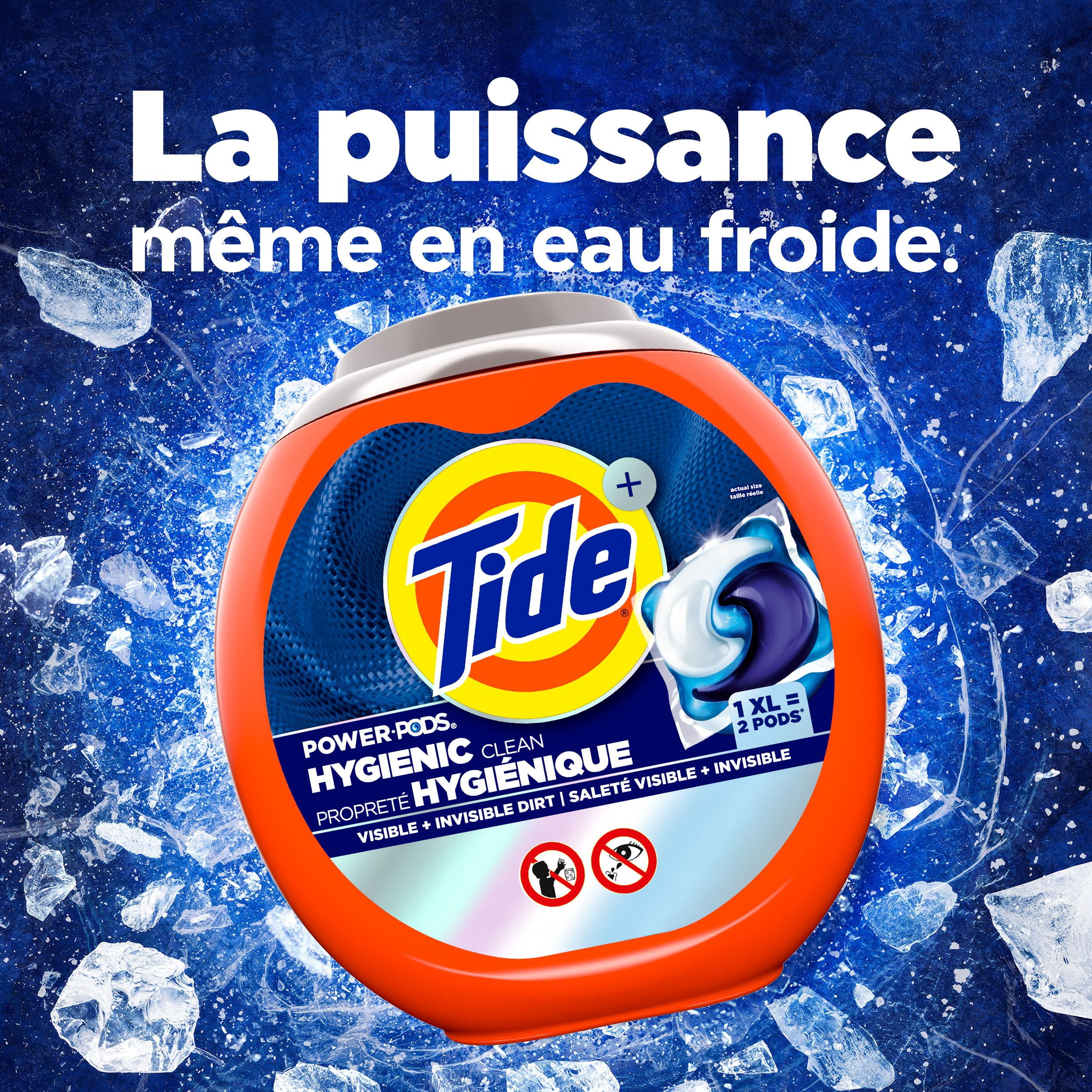 Tide Propreté Hygiénique Power PODS Capsules de Détergent à Lessive, Parfum Original, Élimine la Saleté Visible et Invisible, Capsules de Savon à Lessive Détergent, 45 Unités