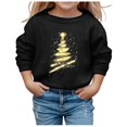 thumbnail image 1 of PMVFHDE Liquidation Chandails en Molleton pour Filles Automne et Hiver Imprimé de Noël Col Rond Manches Longues Décontracté Sans Capuche Chandails en Molleton, Noir, 11-12 Ans, 1 of 4