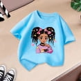 thumbnail image 4 of GDREDA Vêtements Fille Enfant Filles Mignon Mode Imprimé Col Rond Manches Courtes Tee Été Confortable Décontracté Ample T-Shirt Hauts Fille Hauts Bleu, 4-6 Ans, 4 of 4