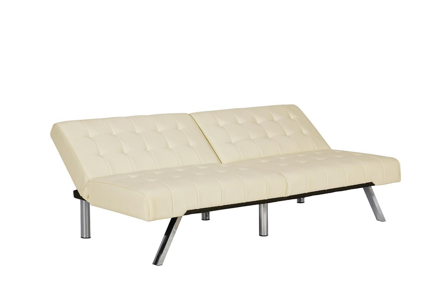 Canapé futon convertible capitonné Evie de DHP, simili cuir vanille