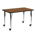 thumbnail image 1 of Mobile 24''W x 48''L Rectangular Oak HP Laminate Activity Table - Standard Height Adjustable Legs, 1 of 3