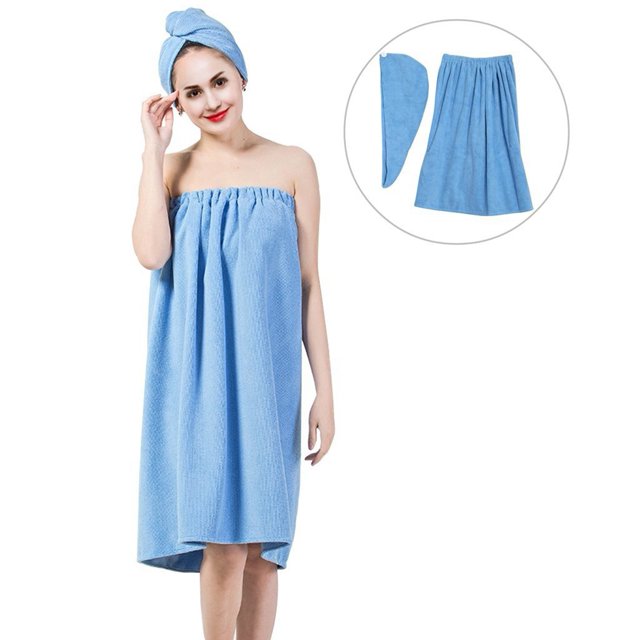 Greensen Ensemble de Bain Doux pour Femmes Serviette de Spa de Douche avec Bonnet de Séchage de Cheveux Réglable Turban pour Cheveux