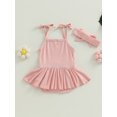 thumbnail image 4 of Faithtur Barboteuse d'Été pour Bébés Filles Robe Couleur Unie Sans Manches Tutu Ensemble et Bandeau, 4 of 8