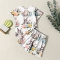 thumbnail image 3 of Ensemble de Pyjamas de Pâques pour Garçons Mignon Lapin de Pâques Col Rond T-Shirt à Manches Courtes et Shorts Ensemble Vêtements de Printemps, 3 of 6
